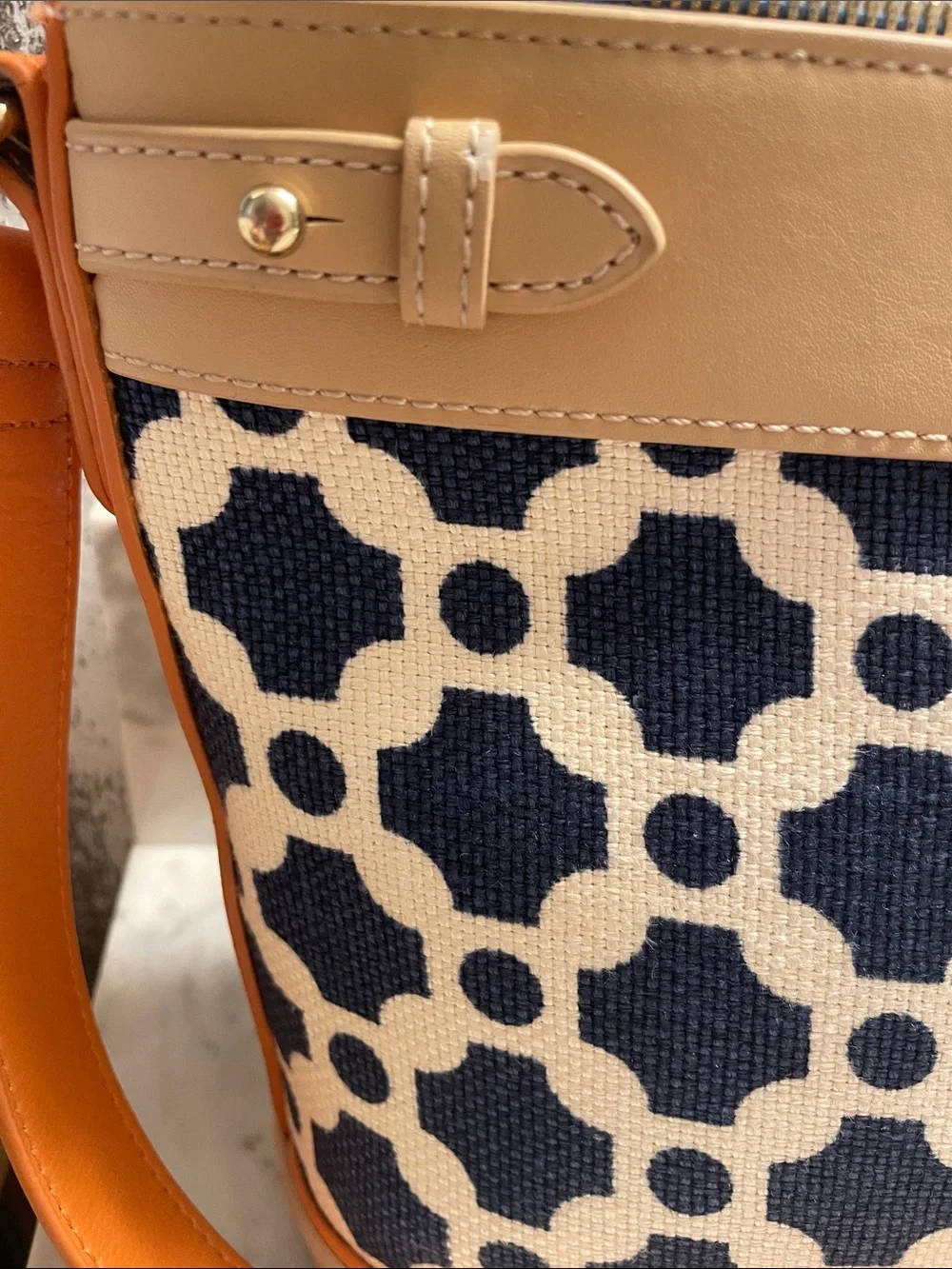 Spartina 449 Navy, Tan & Orange Geometric Crossbody